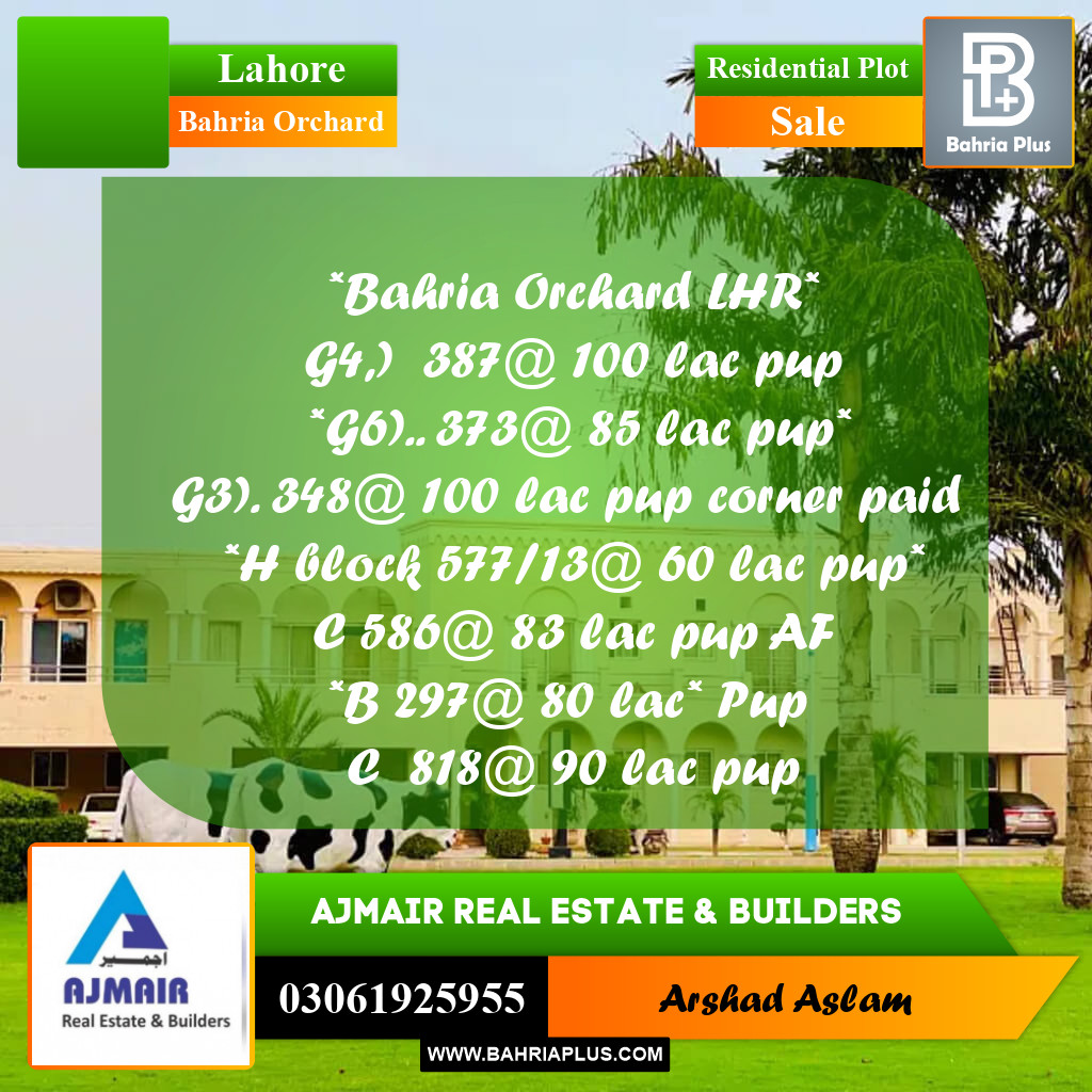 Residential Plot for Sale in Bahria Orchard, Lahore - (BP-296233)