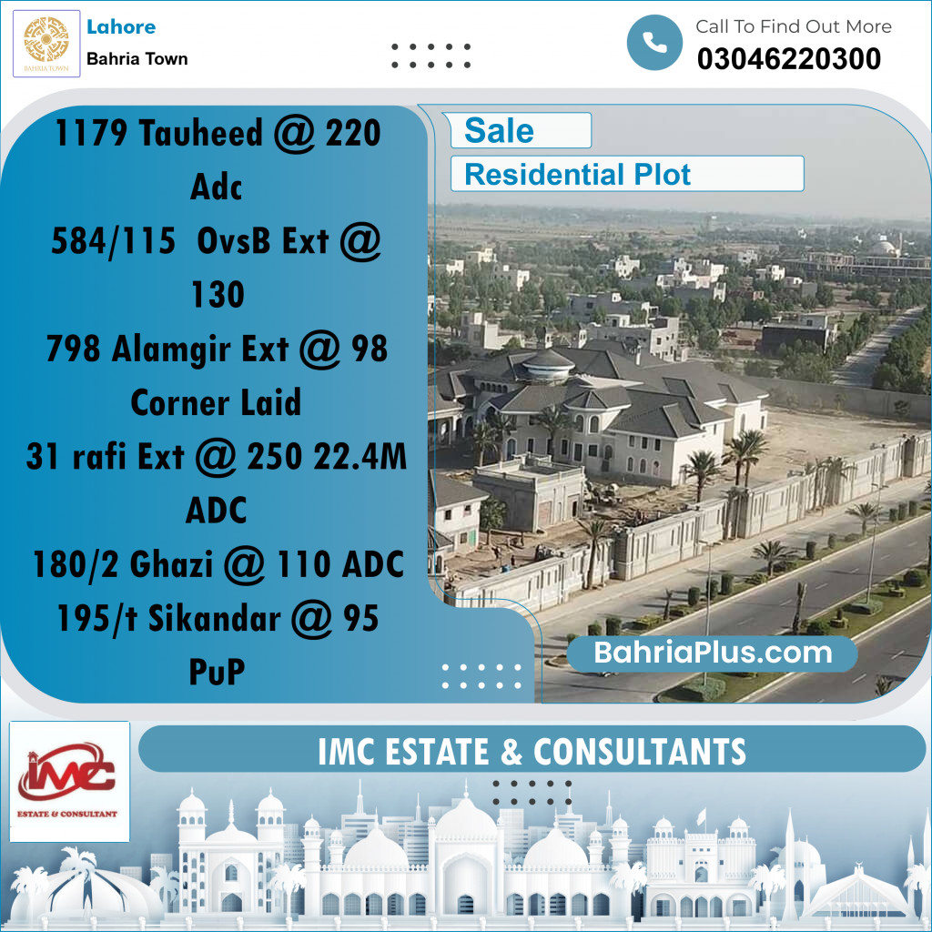 Residential Plot for Sale in Bahria Town, Lahore - (BP-296252)