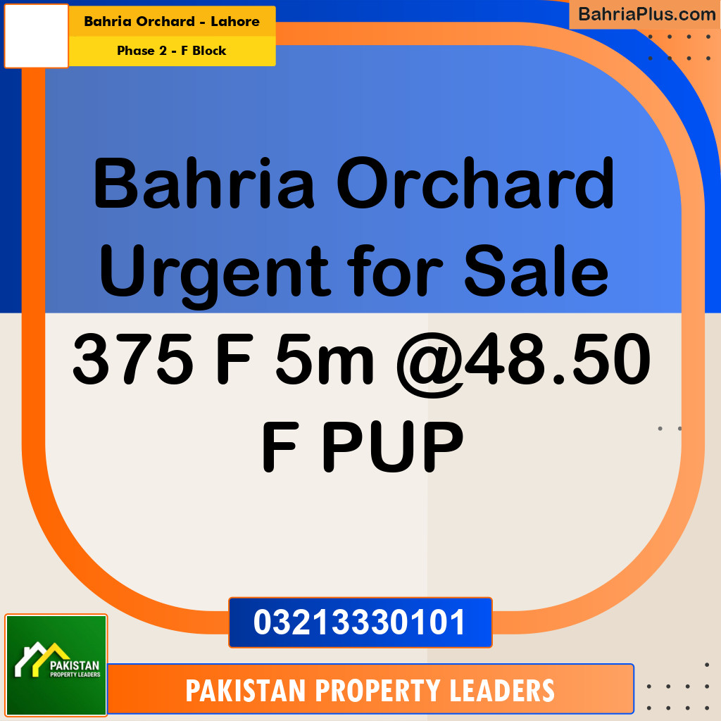 5 Marla Residential Plot for Sale in Phase 2 - F Block -  Bahria Orchard, Lahore - (BP-296280)