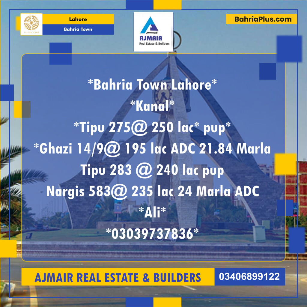1 Kanal Residential Plot for Sale in Bahria Town, Lahore - (BP-296302)