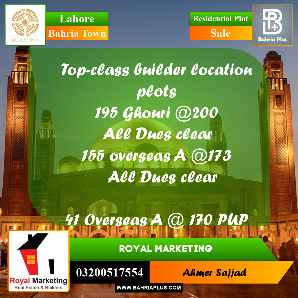 Residential Plot for Sale in Bahria Town, Lahore - (BP-296355)