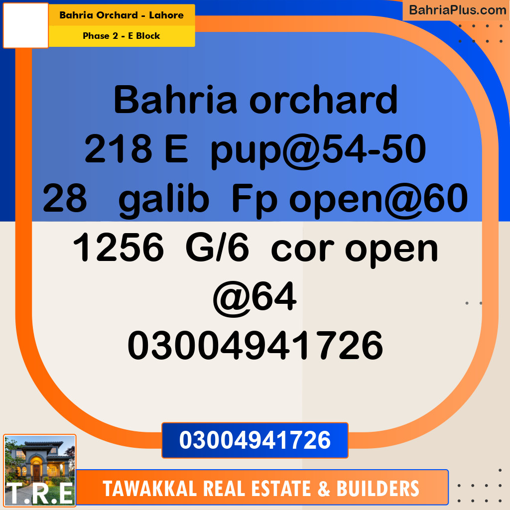 5 Marla Residential Plot for Sale in Phase 2 - E Block -  Bahria Orchard, Lahore - (BP-296357)