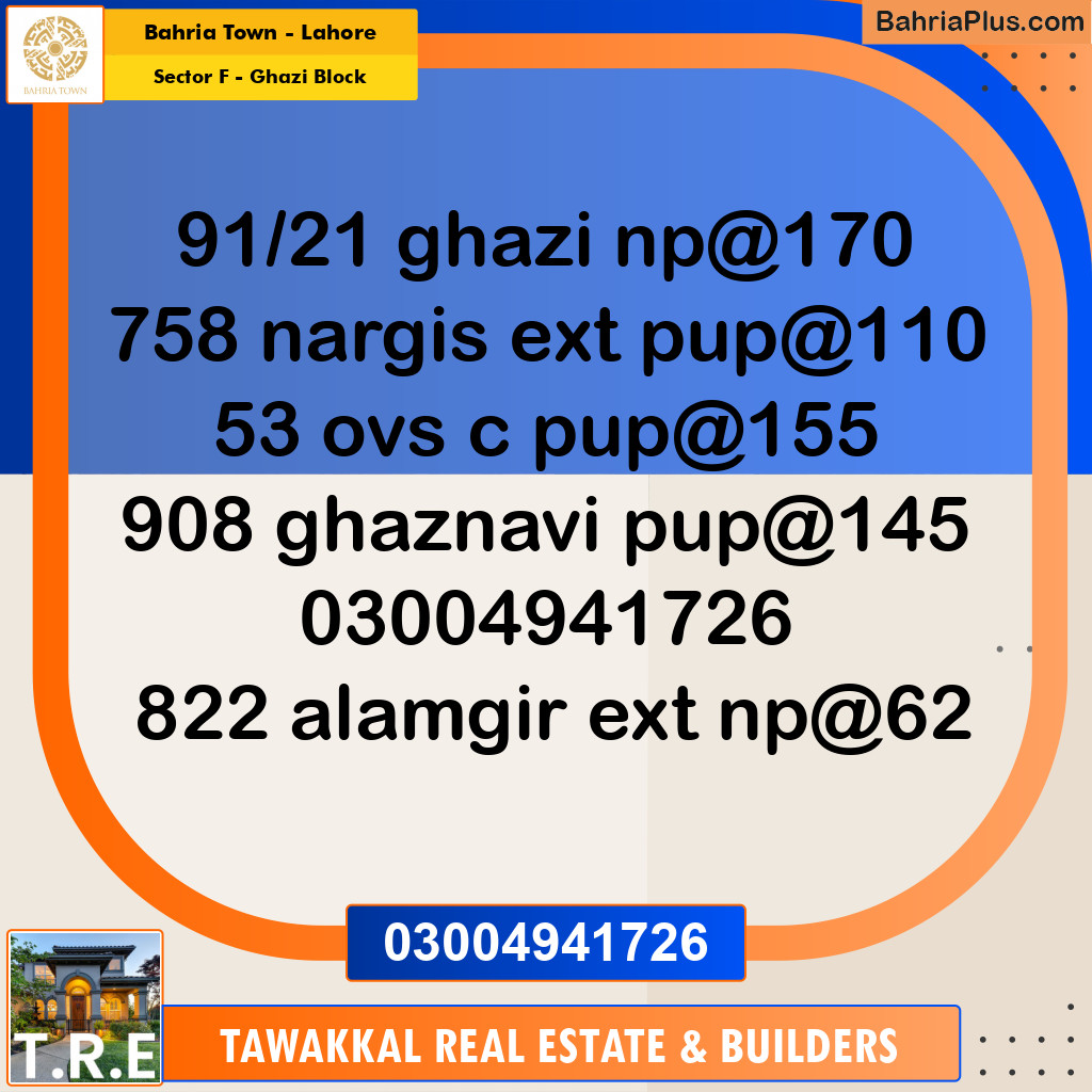1 Kanal Residential Plot for Sale in Sector F - Ghazi Block -  Bahria Town, Lahore - (BP-296366)