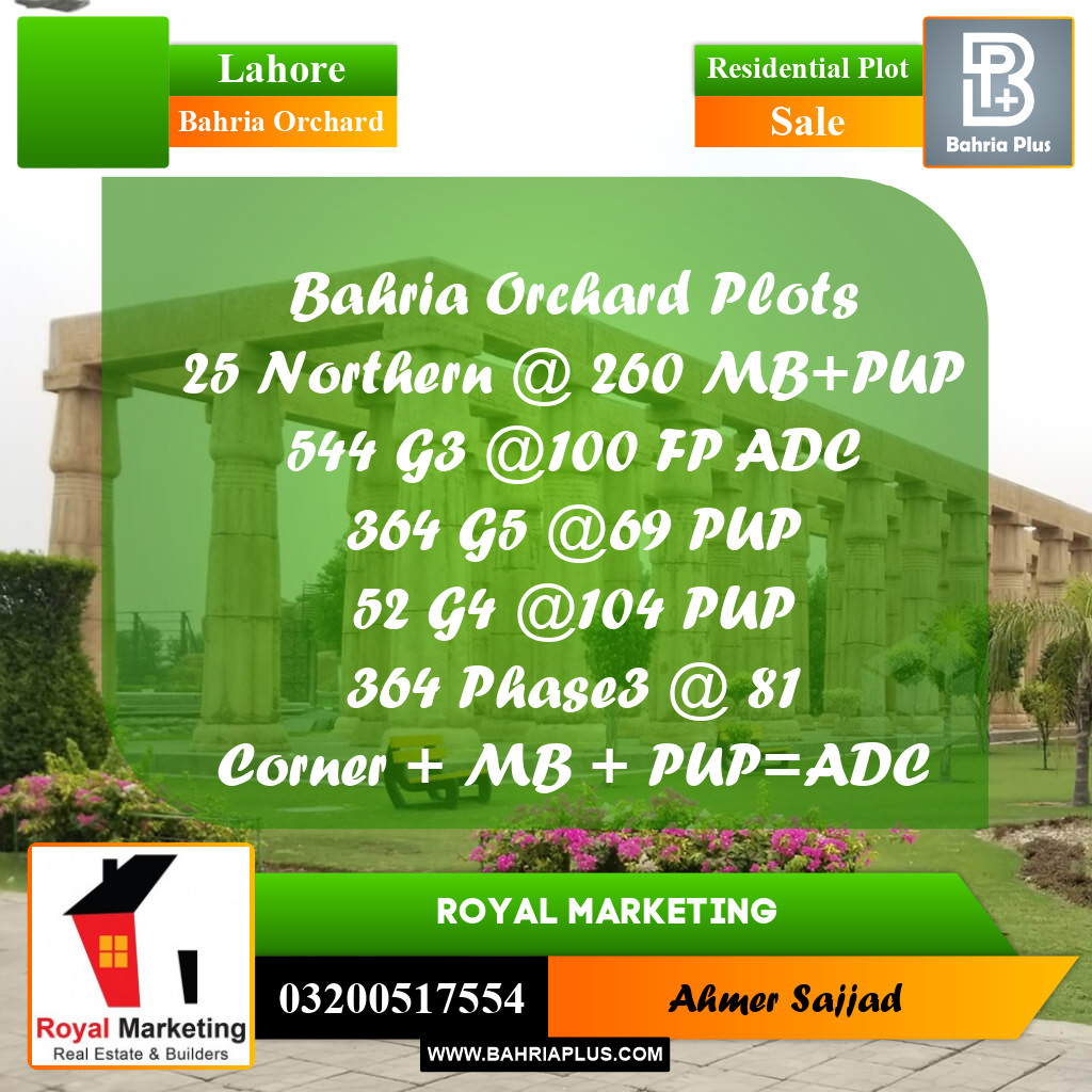 Residential Plot for Sale in Bahria Orchard, Lahore - (BP-296389)