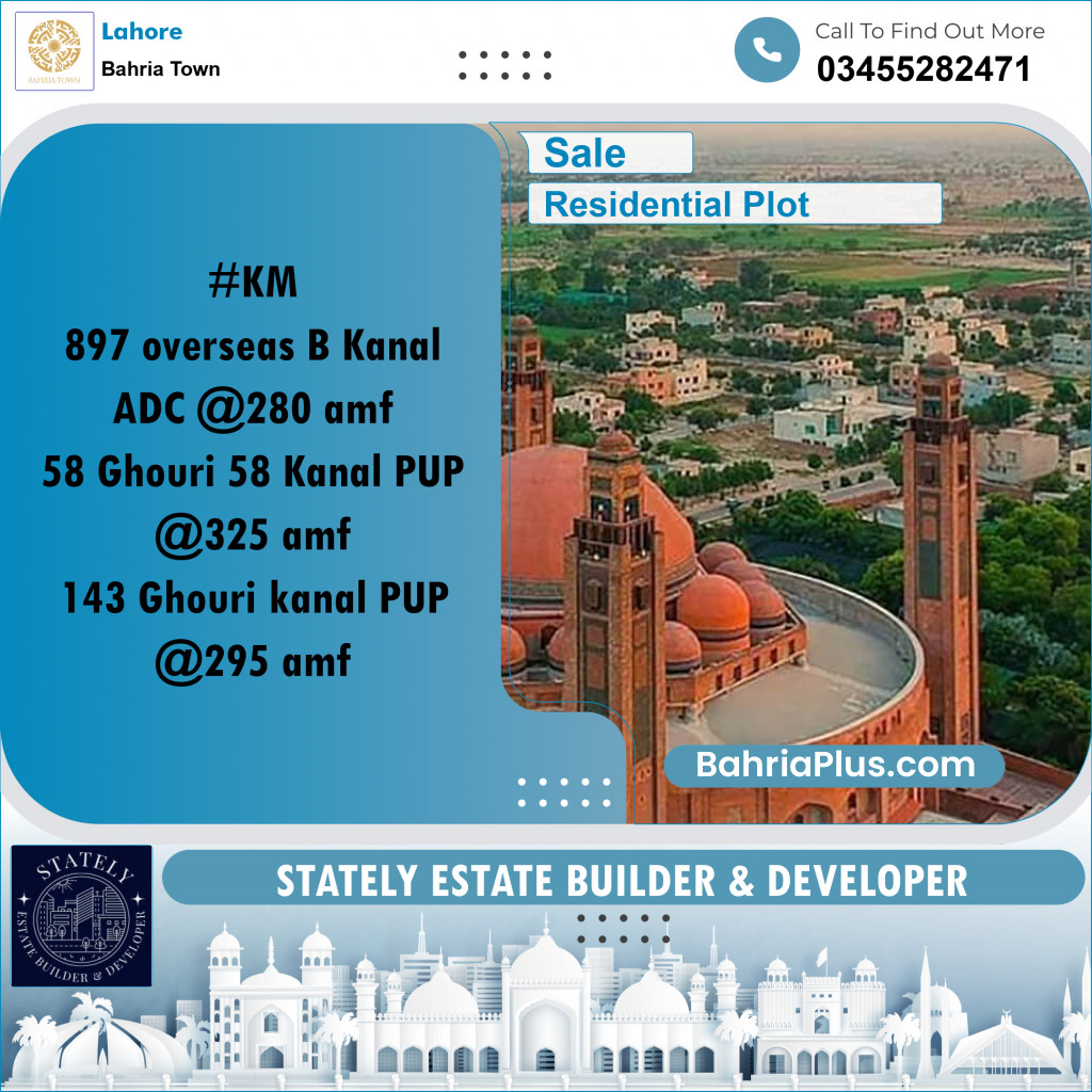 Residential Plot for Sale in Bahria Town, Lahore - (BP-296409)