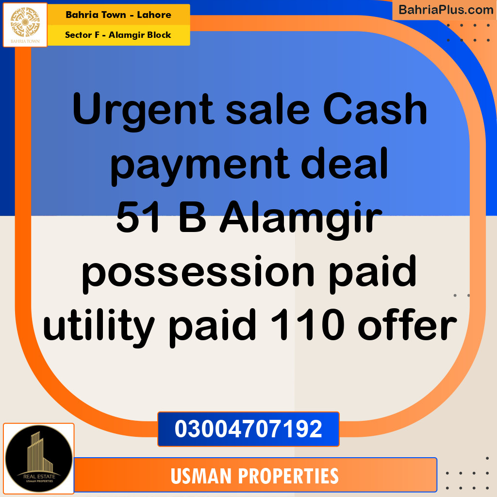 10 Marla Residential Plot for Sale in Sector F - Alamgir Block -  Bahria Town, Lahore - (BP-296432)