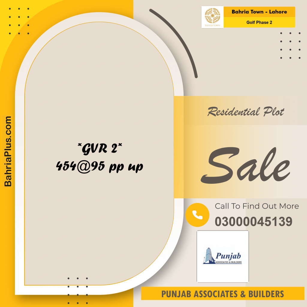 10 Marla Residential Plot for Sale in Golf Phase 2 -  Bahria Town, Lahore - (BP-296435)