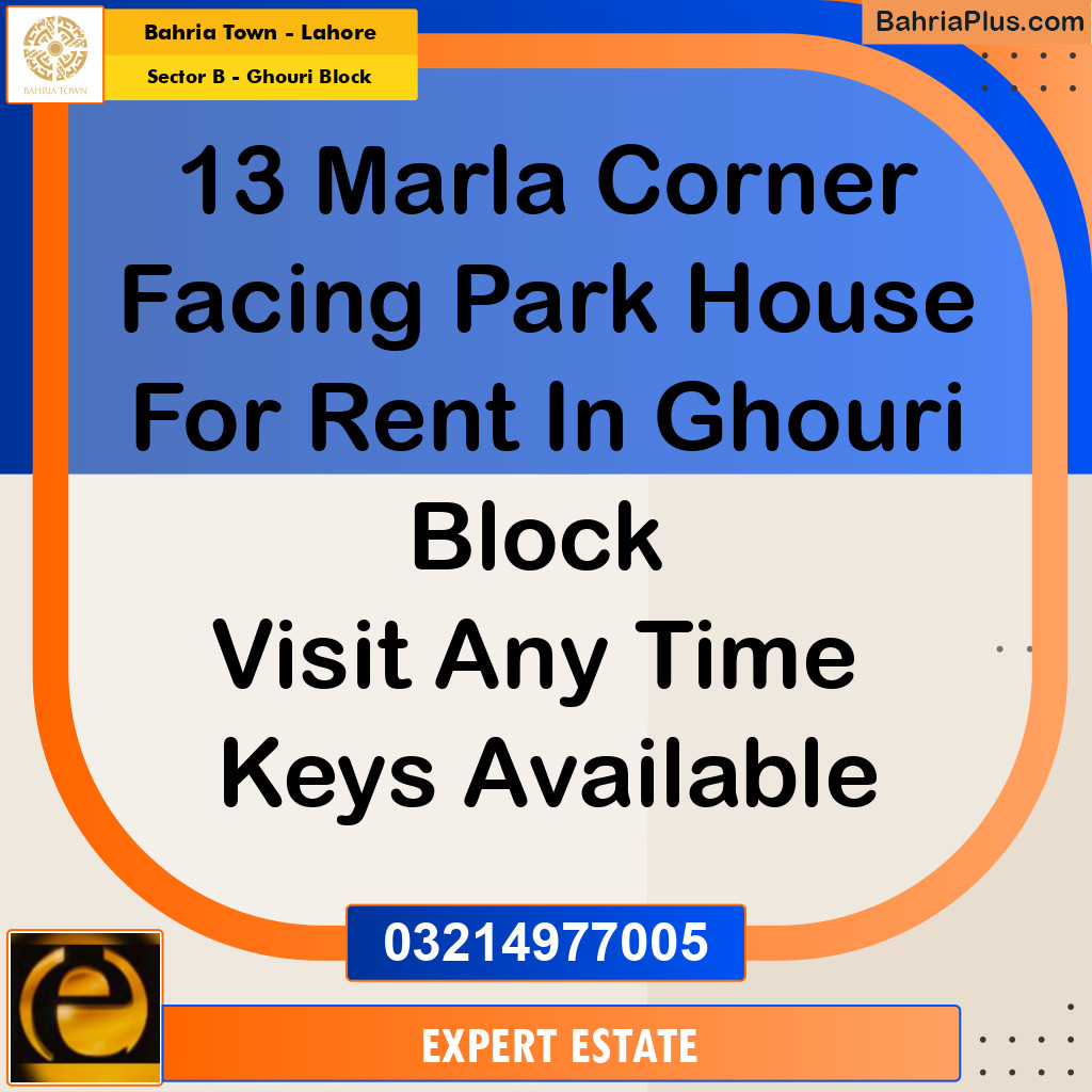 13 Marla Residential House for Rent in Sector B - Ghouri Block -  Bahria Town, Lahore - (BP-296437)