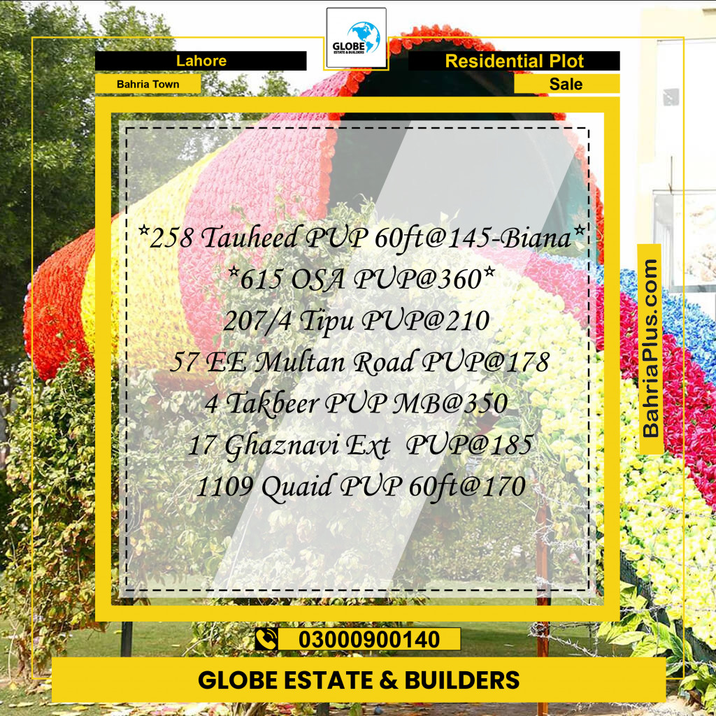 Residential Plot for Sale in Bahria Town, Lahore - (BP-296525)