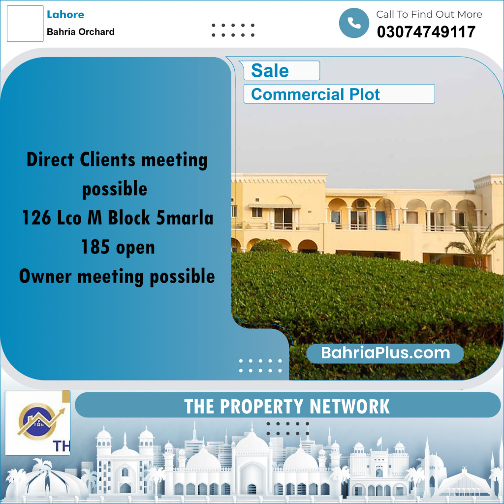 5 Marla Commercial Plot for Sale in Bahria Orchard, Lahore - (BP-296528)