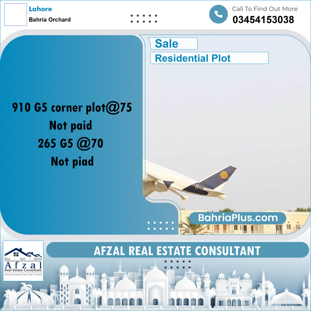 Residential Plot for Sale in Bahria Orchard, Lahore - (BP-296567)