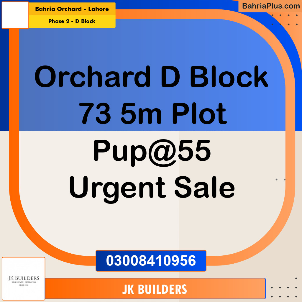 5 Marla Residential Plot for Sale in Phase 2 - D Block -  Bahria Orchard, Lahore - (BP-296569)