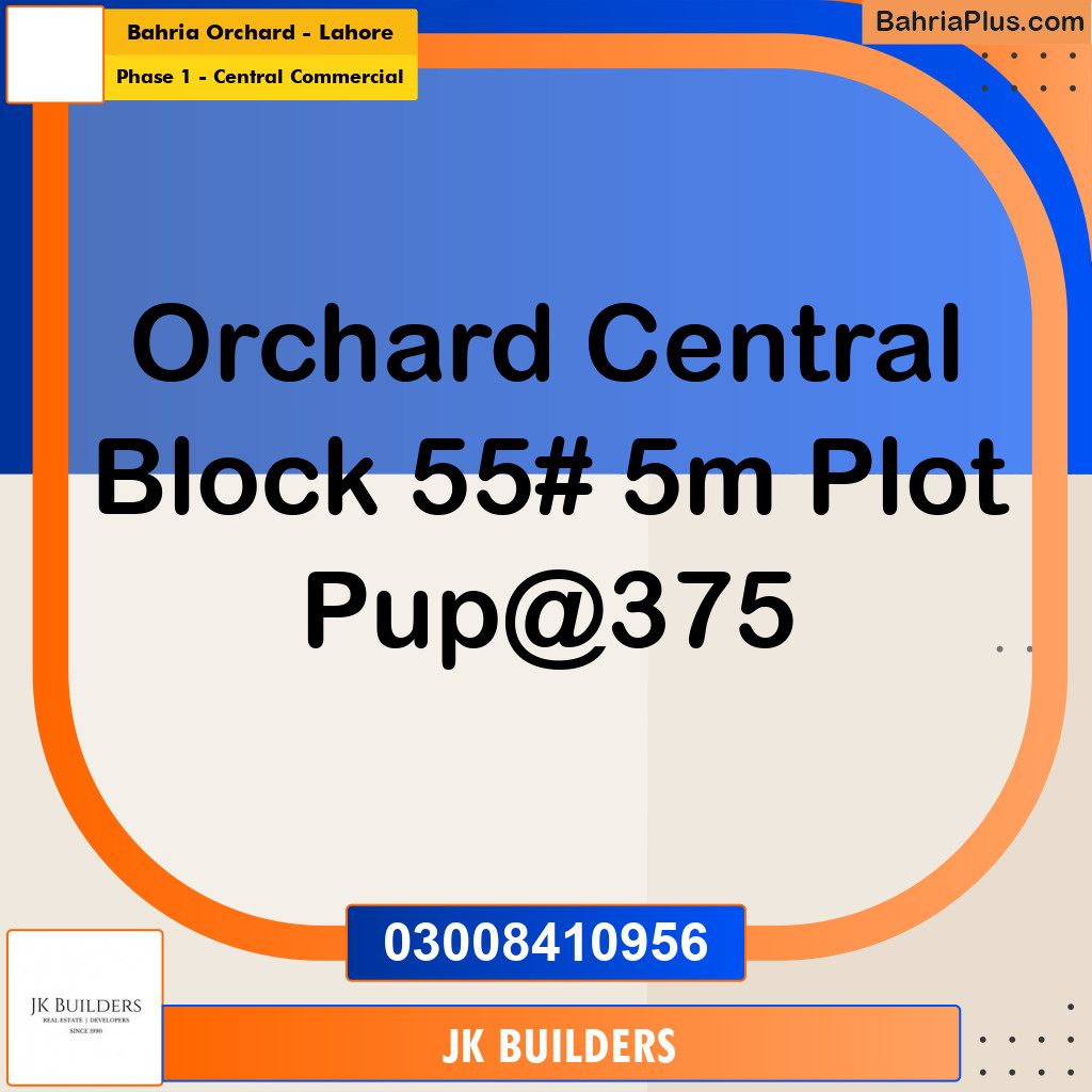5 Marla Commercial Plot for Sale in Phase 1 - Central Commercial -  Bahria Orchard, Lahore - (BP-296570)