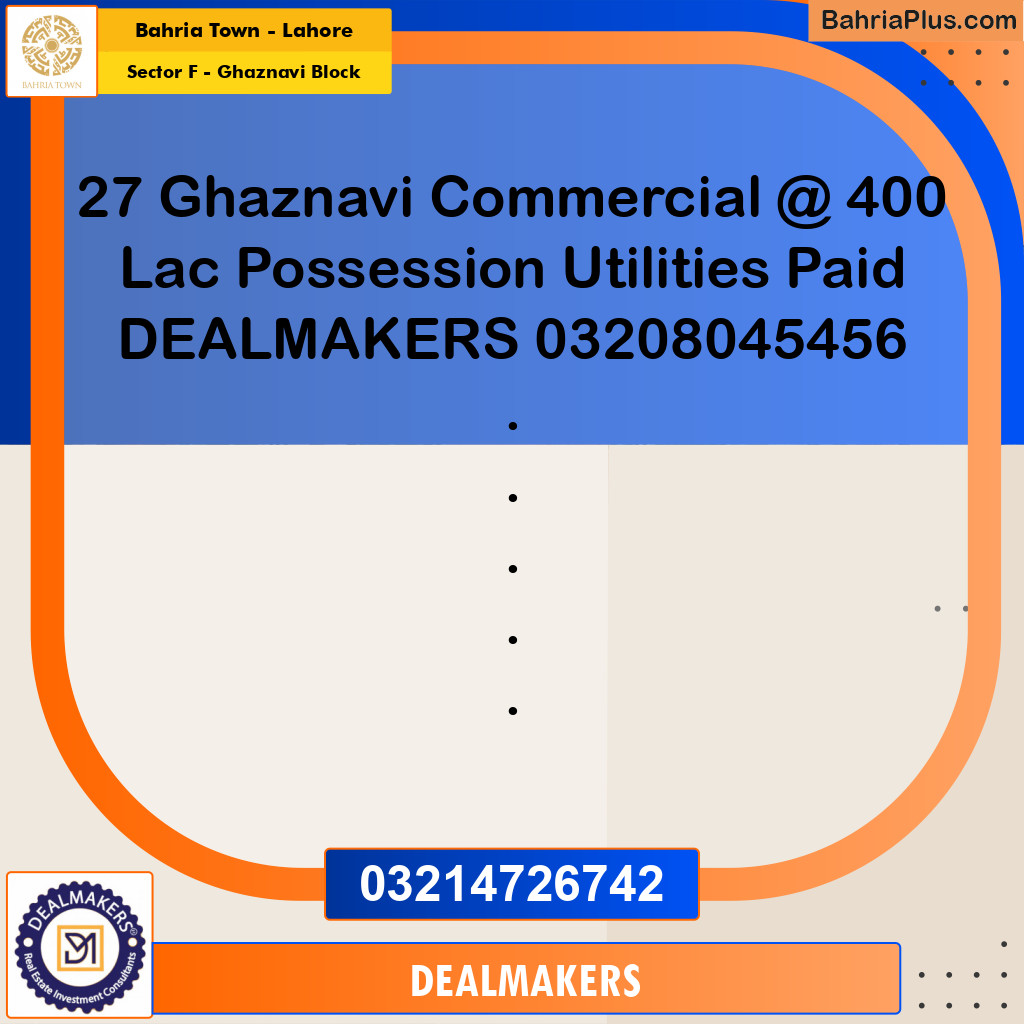 5 Marla Residential Plot for Sale in Sector F - Ghaznavi Block -  Bahria Town, Lahore - (BP-296643)