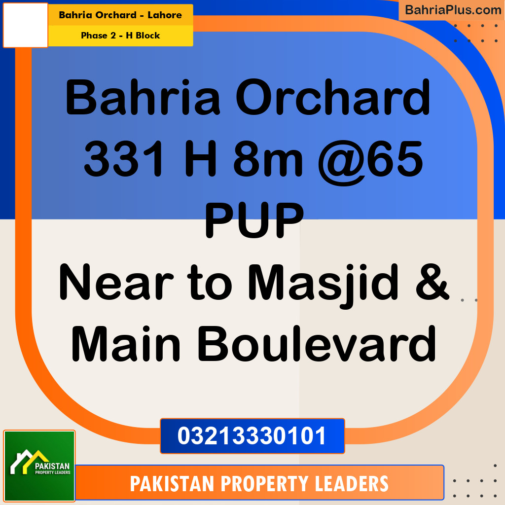 8 Marla Residential Plot for Sale in Phase 2 - H Block -  Bahria Orchard, Lahore - (BP-296701)