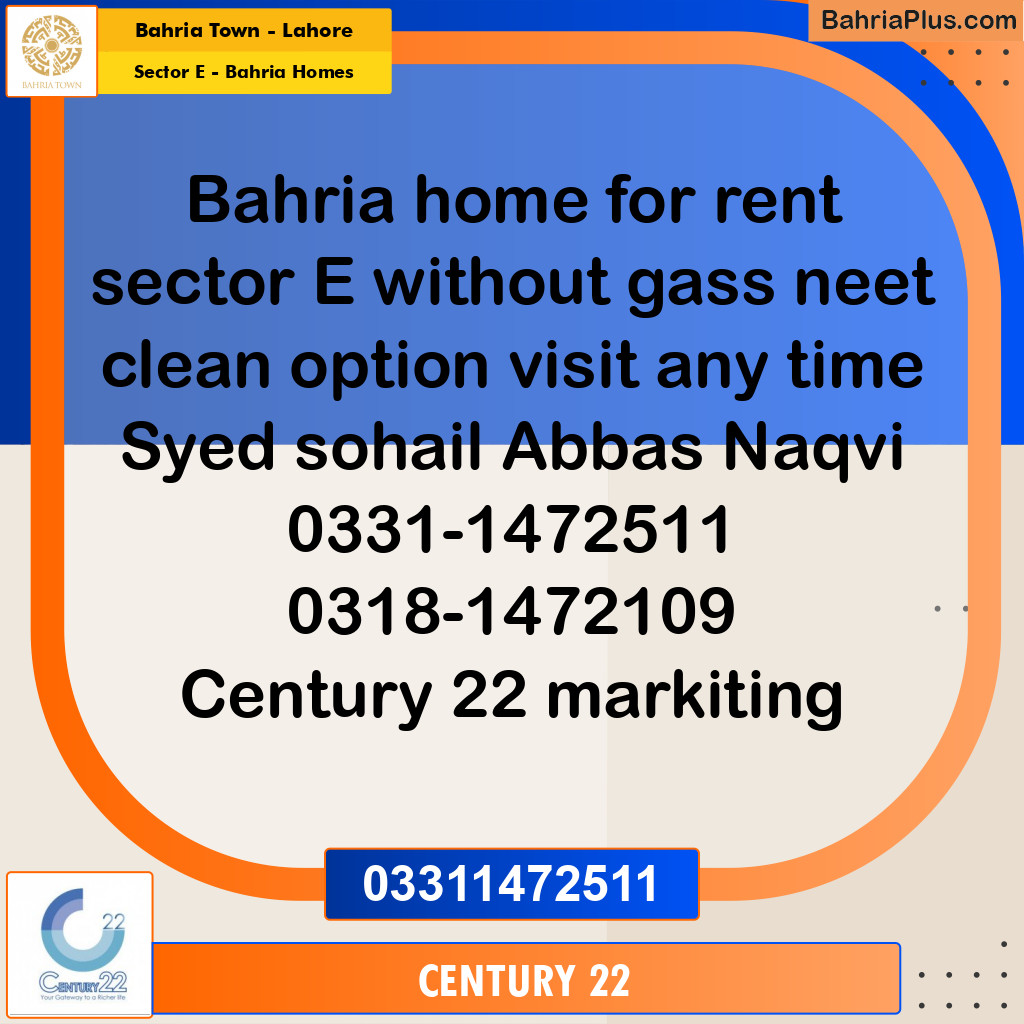 6.5 Marla Residential House for Rent in Sector E - Bahria Homes -  Bahria Town, Lahore - (BP-296719)