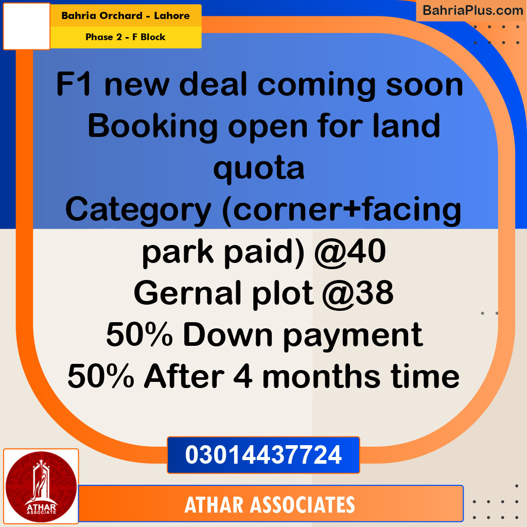 5 Marla Residential Plot for Sale in Phase 2 - F Block -  Bahria Orchard, Lahore - (BP-296732)