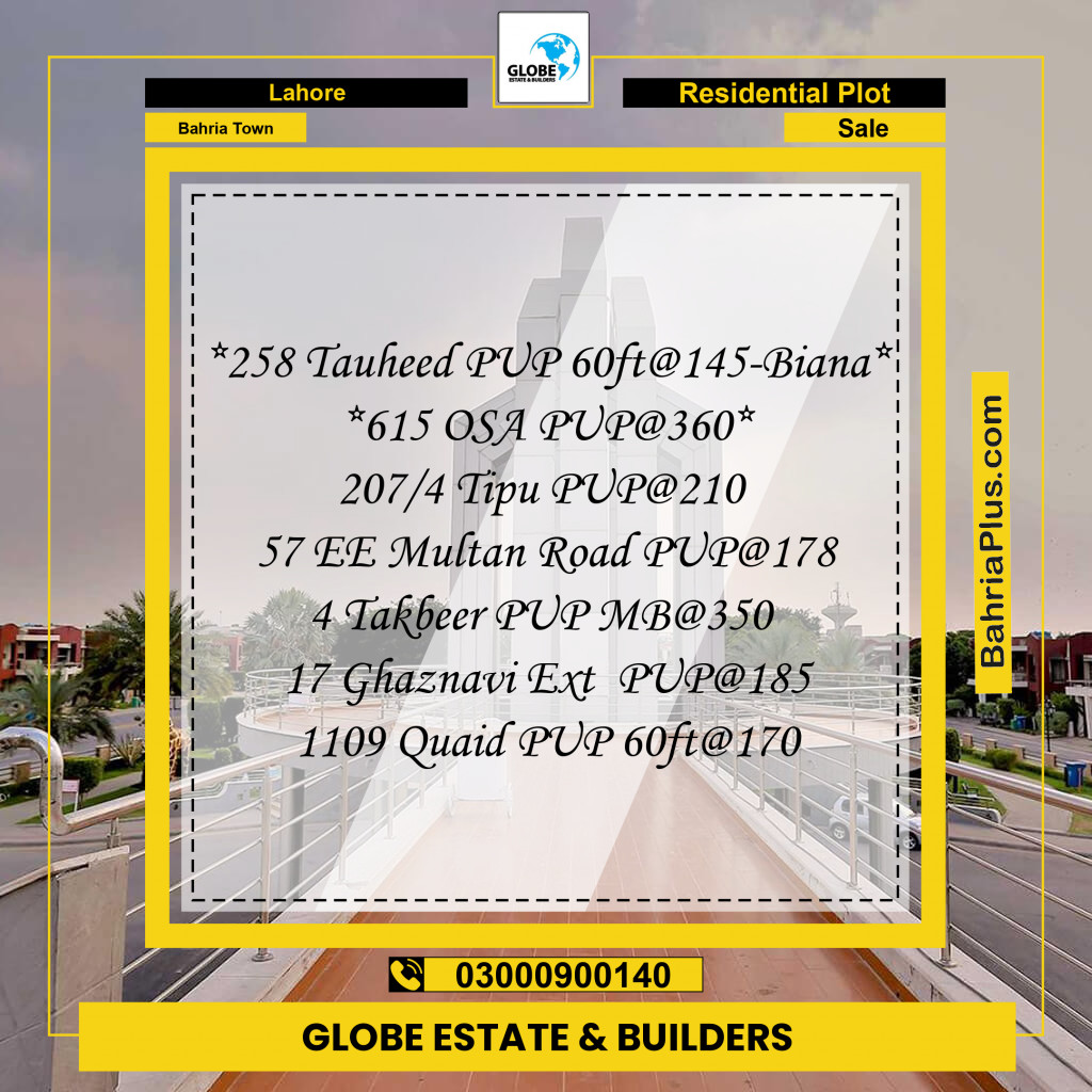 Residential Plot for Sale in Bahria Town, Lahore - (BP-296778)