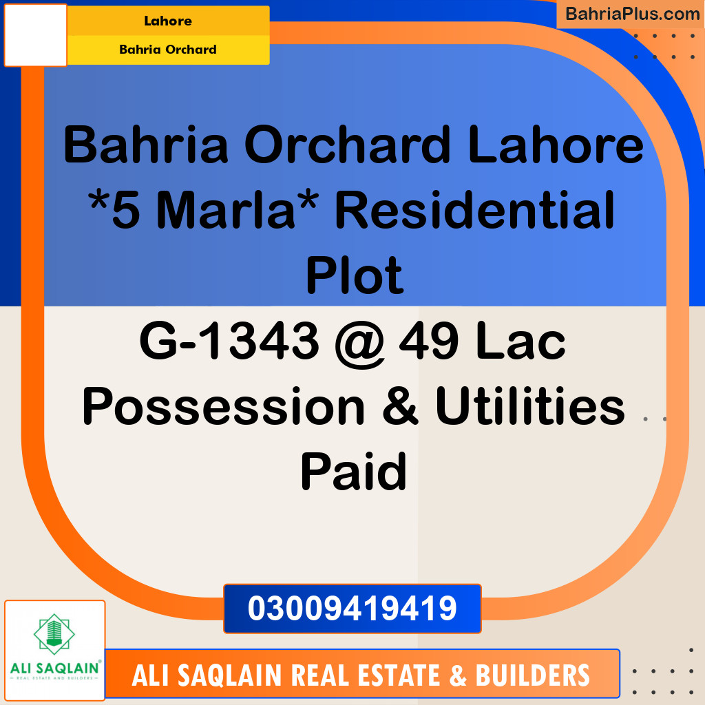 Residential Plot for Sale in Bahria Orchard, Lahore - (BP-296786)