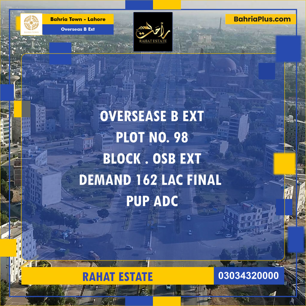 10 Marla Residential Plot for Sale in Overseas B Ext -  Bahria Town, Lahore - (BP-296799)