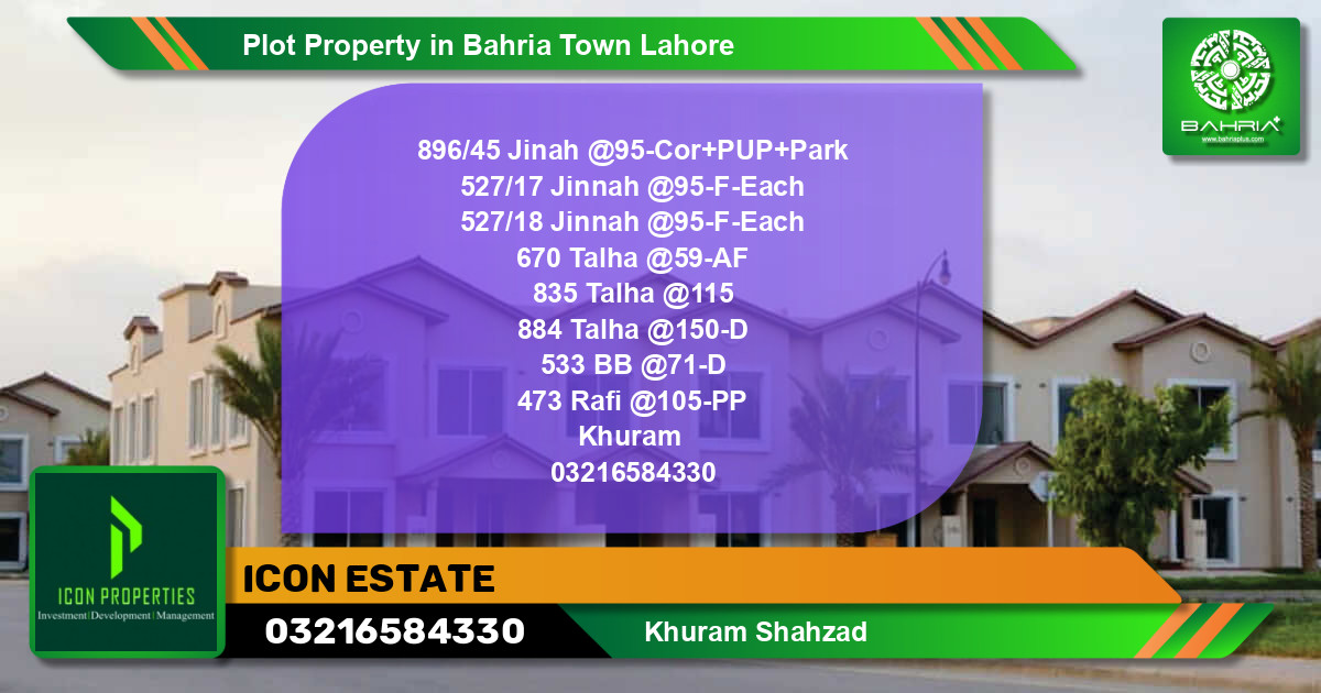 Residential Plot for Sale in Bahria Town, Lahore - (BP-29681)