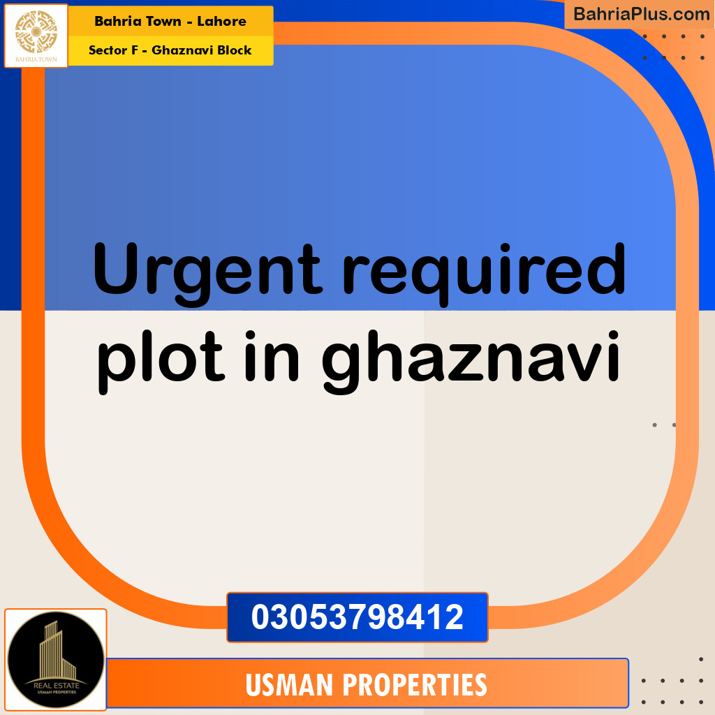 Residential Plot for Sale in Sector F - Ghaznavi Block -  Bahria Town, Lahore - (BP-296841)