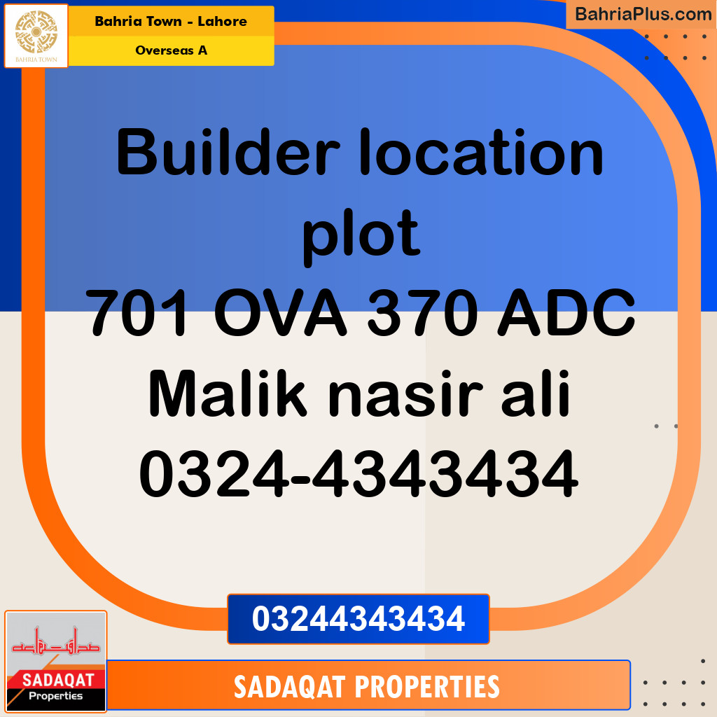 1 Kanal Residential Plot for Sale in Overseas A -  Bahria Town, Lahore - (BP-296862)