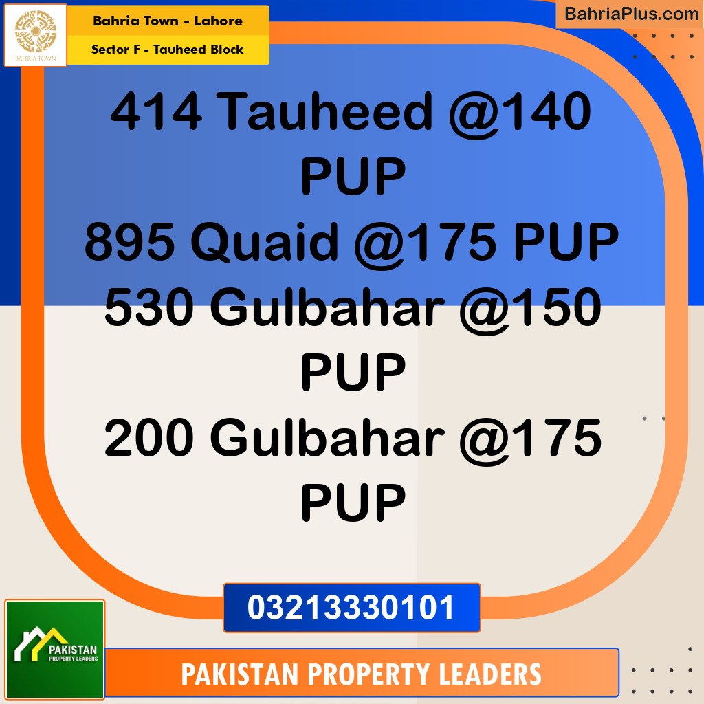 10 Marla Residential Plot for Sale in Sector F - Tauheed Block -  Bahria Town, Lahore - (BP-296875)