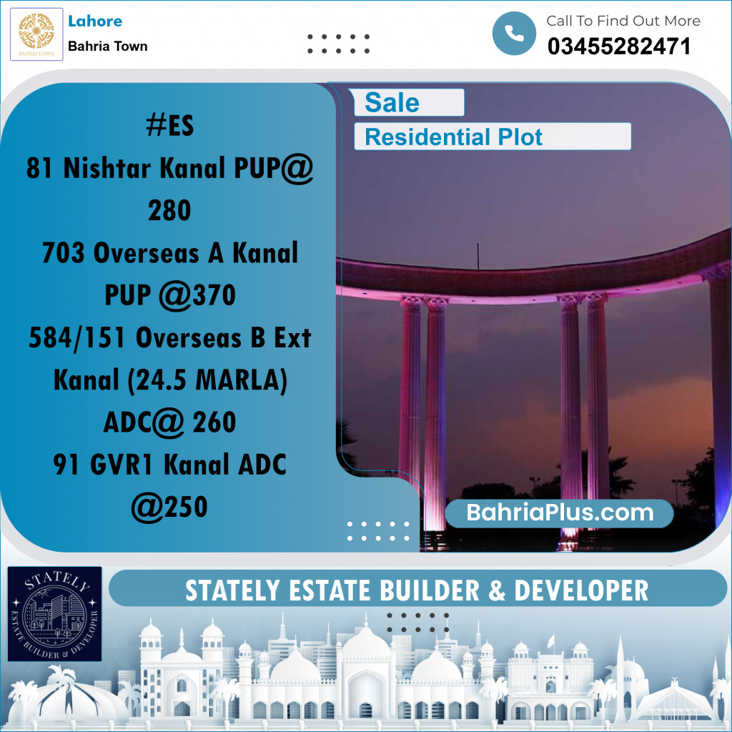 Residential Plot for Sale in Bahria Town, Lahore - (BP-296877)