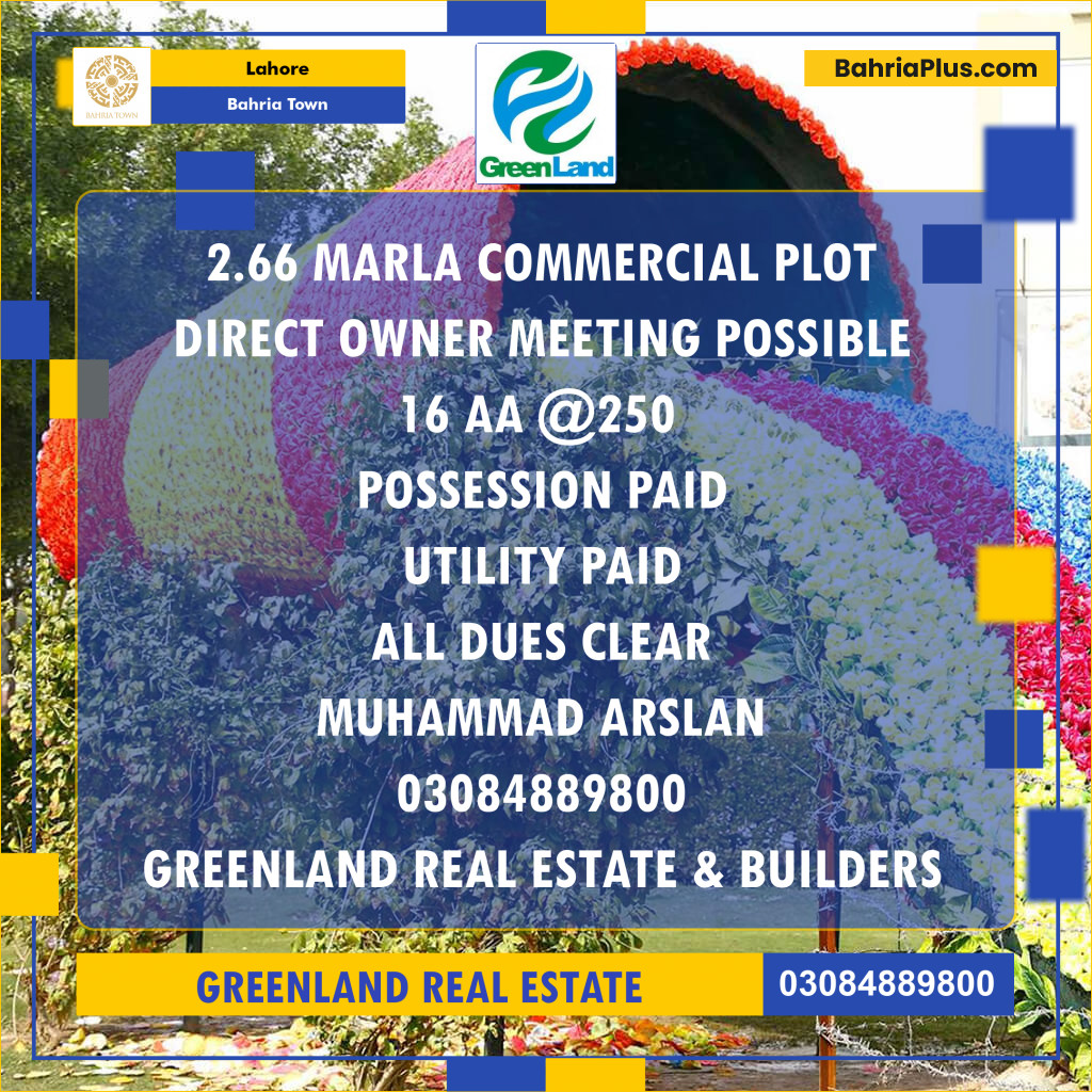 2 Marla Residential Plot for Sale in Bahria Town, Lahore - (BP-296903)