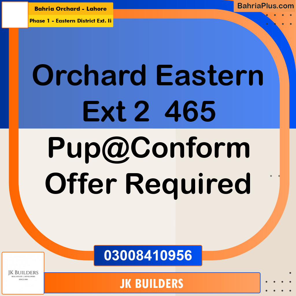 5 Marla Residential Plot for Sale in Phase 1 - Eastern District Ext. II -  Bahria Orchard, Lahore - (BP-296909)