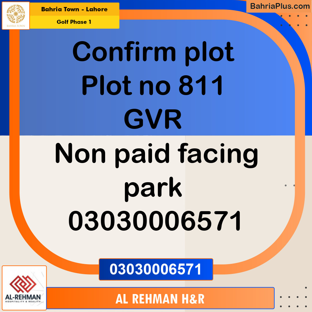 10 Marla Residential Plot for Sale in Golf Phase 1 -  Bahria Town, Lahore - (BP-296910)