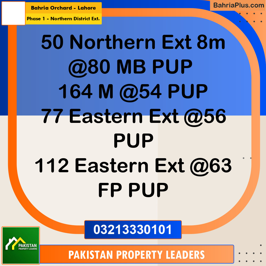 8 Marla Residential Plot for Sale in Phase 1 - Northern District Ext. -  Bahria Orchard, Lahore - (BP-296916)