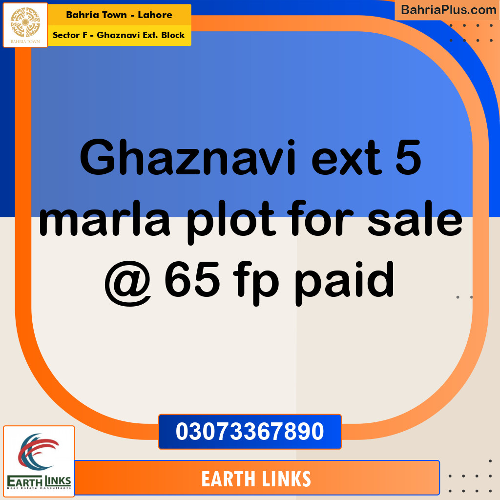 5 Marla Residential Plot for Sale in Sector F - Ghaznavi Ext. Block -  Bahria Town, Lahore - (BP-296959)