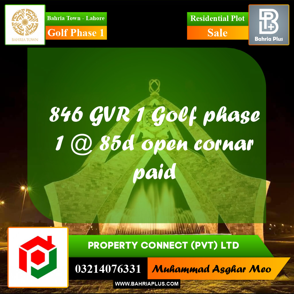 10 Marla Residential Plot for Sale in Golf Phase 1 -  Bahria Town, Lahore - (BP-297048)