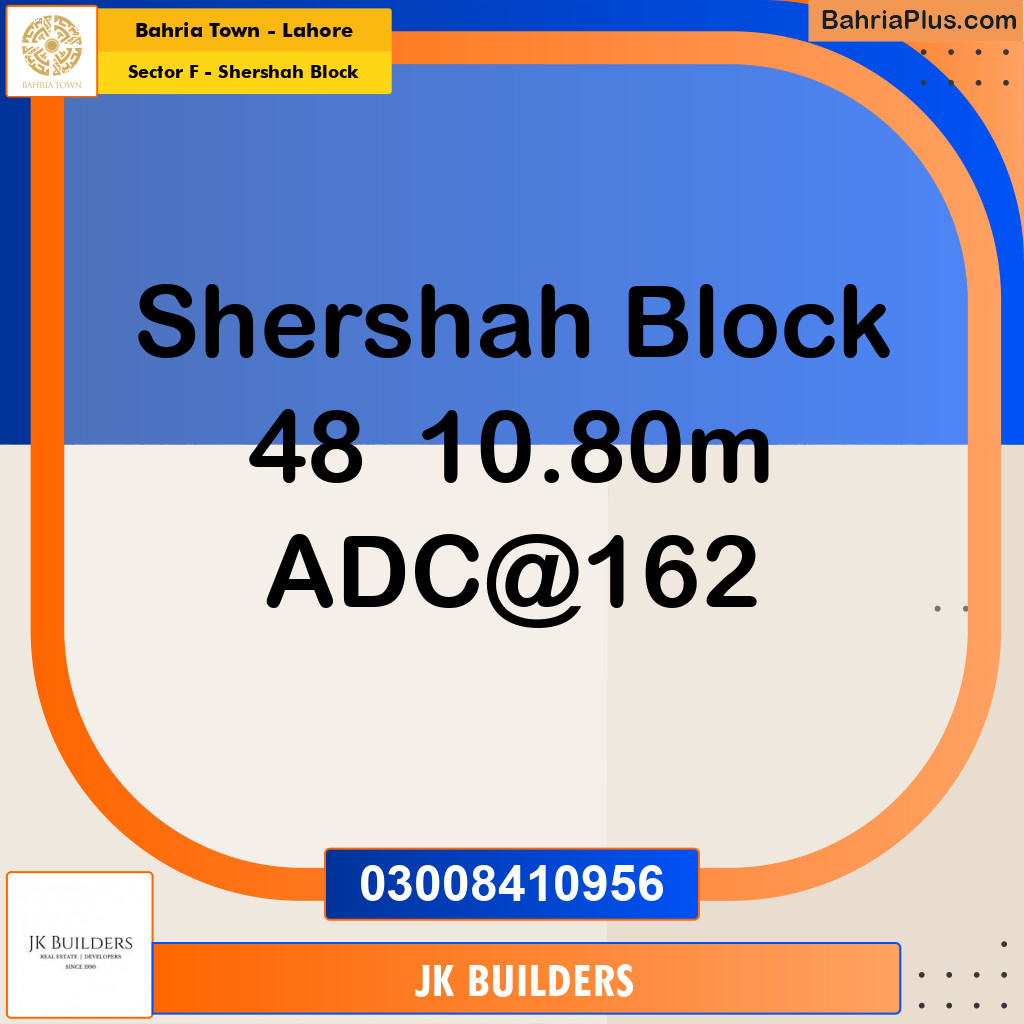 10.8 Marla Residential Plot for Sale in Sector F - Shershah Block -  Bahria Town, Lahore - (BP-297065)