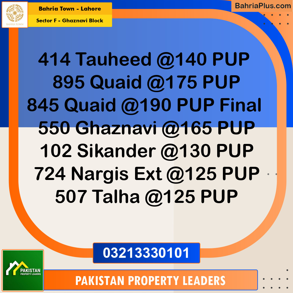 10 Marla Residential Plot for Sale in Sector F - Ghaznavi Block -  Bahria Town, Lahore - (BP-297077)