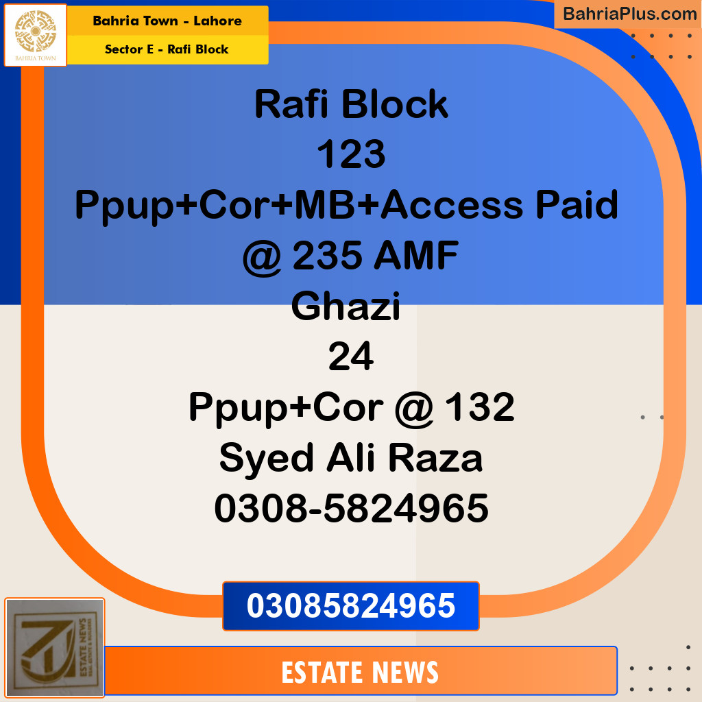 10 Marla Residential Plot for Sale in Sector E - Rafi Block -  Bahria Town, Lahore - (BP-297087)