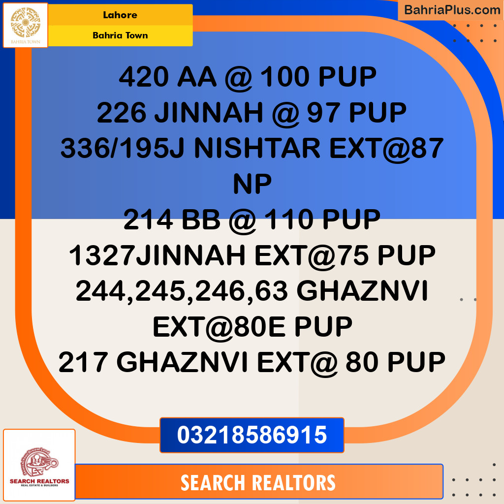 Residential Plot for Sale in Bahria Town, Lahore - (BP-297091)