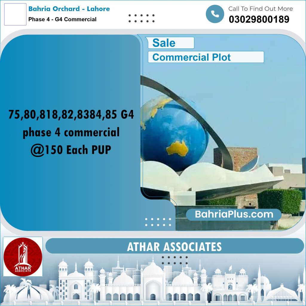 5 Marla Commercial Plot for Sale in Phase 4 - G4 Commercial -  Bahria Orchard, Lahore - (BP-297104)
