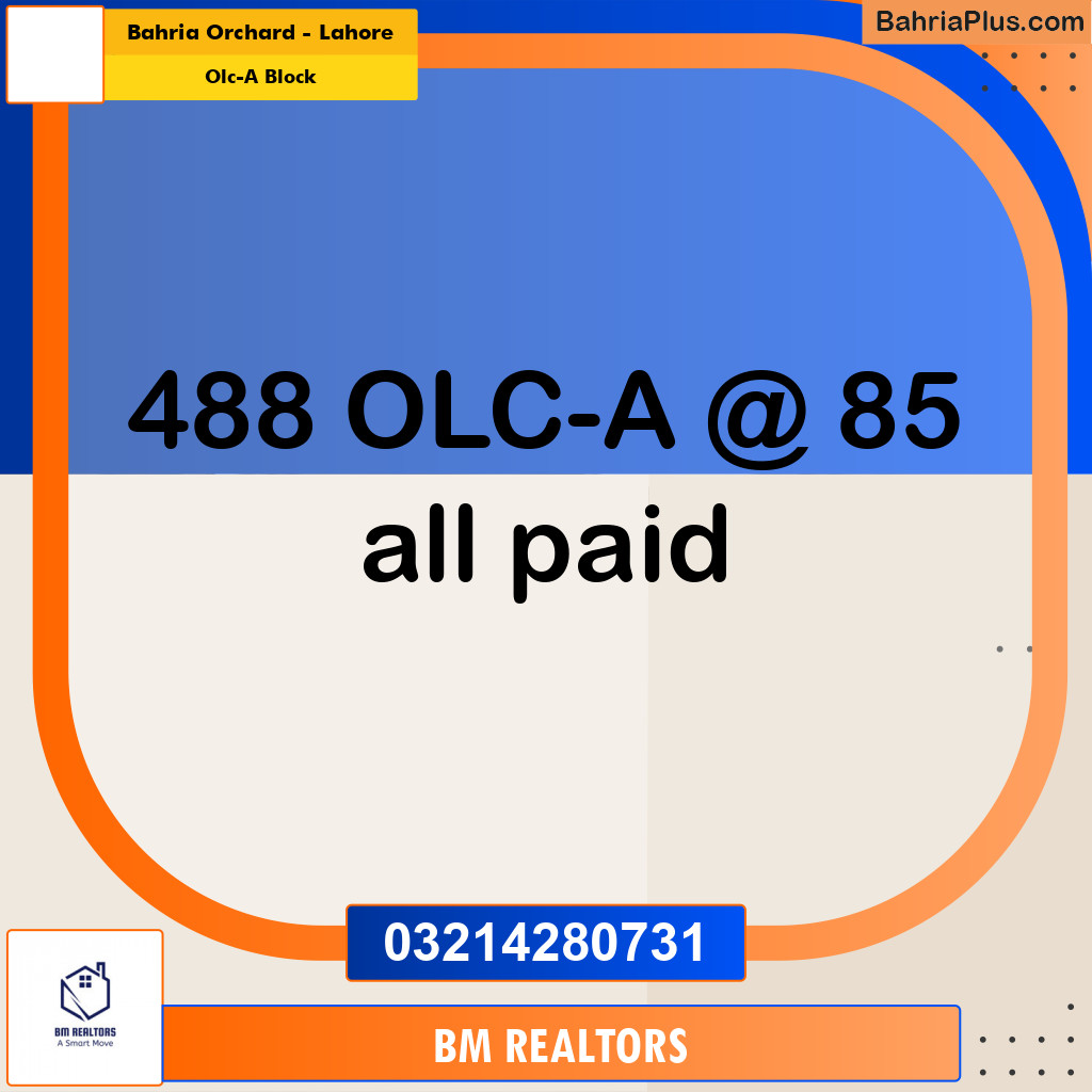8 Marla Residential Plot for Sale in OLC-A Block -  Bahria Orchard, Lahore - (BP-297141)