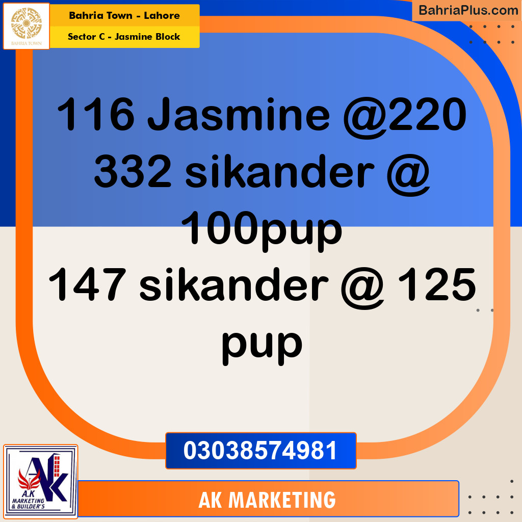 10 Marla Residential Plot for Sale in Sector C - Jasmine Block -  Bahria Town, Lahore - (BP-297184)