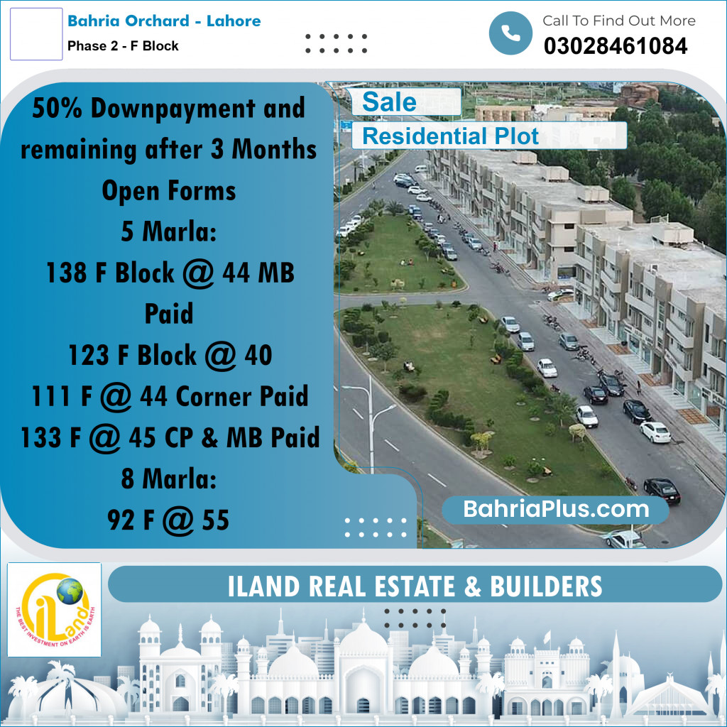 Residential Plot for Sale in Phase 2 - F Block -  Bahria Orchard, Lahore - (BP-297203)