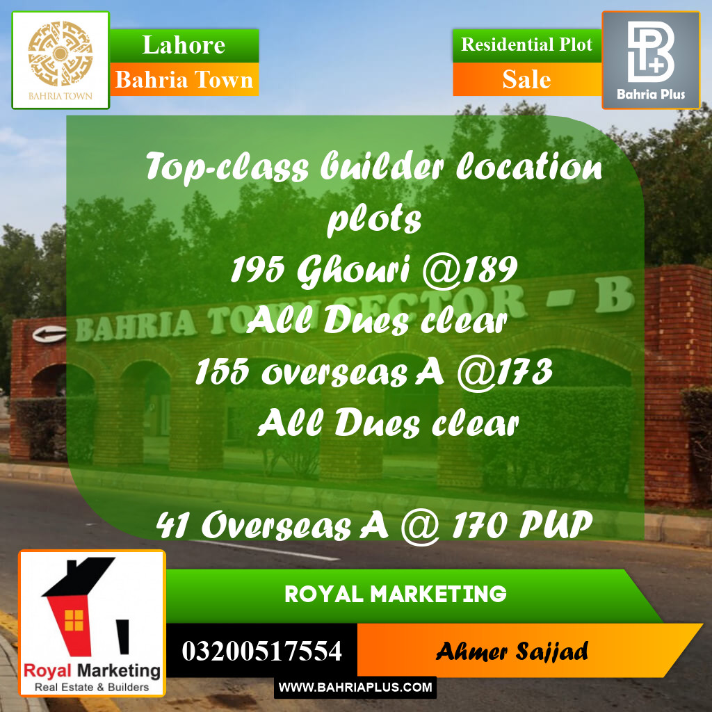 Residential Plot for Sale in Bahria Town, Lahore - (BP-297205)