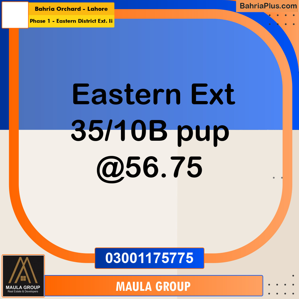 5 Marla Residential Plot for Sale in Phase 1 - Eastern District Ext. II -  Bahria Orchard, Lahore - (BP-297209)
