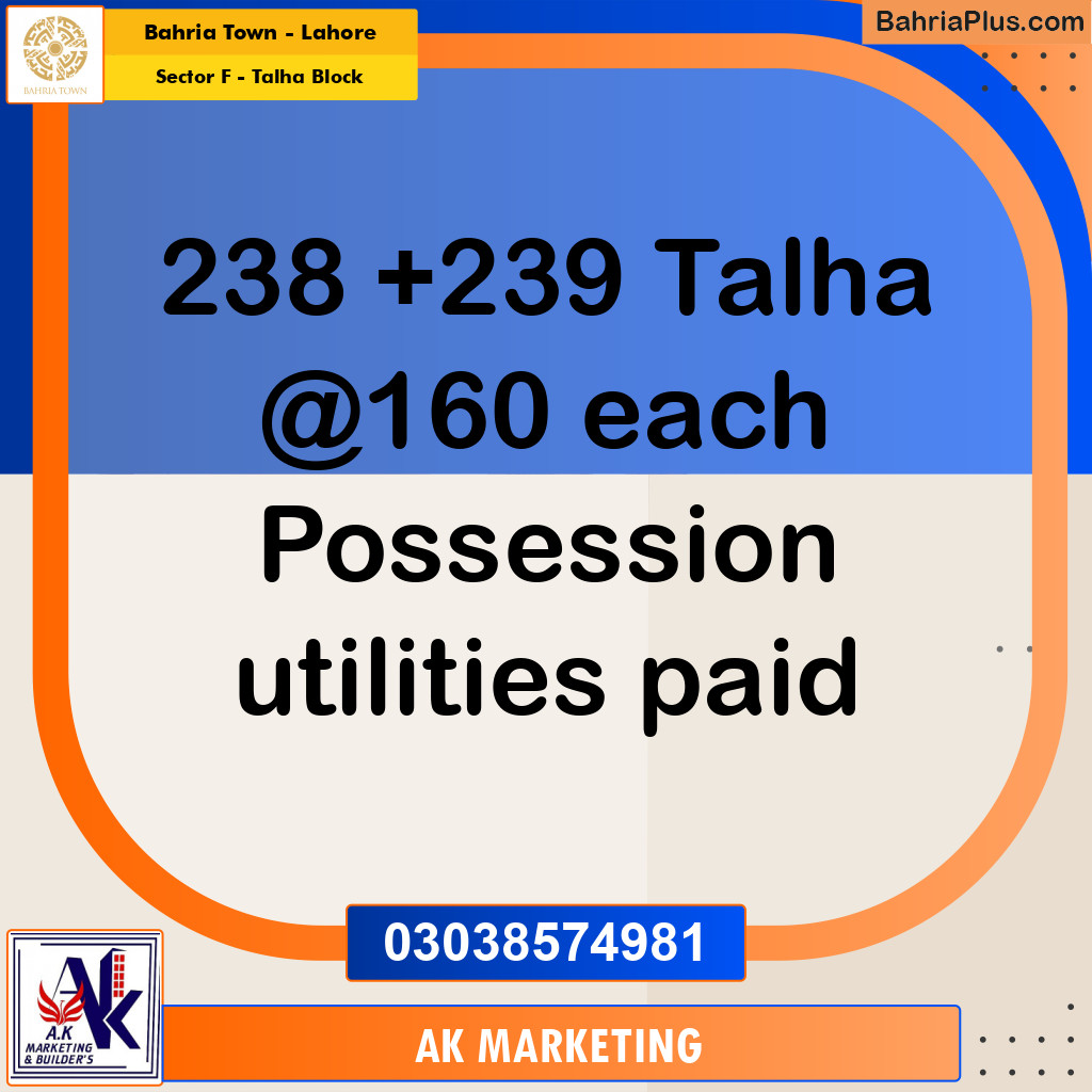 10 Marla Residential Plot for Sale in Sector F - Talha Block -  Bahria Town, Lahore - (BP-297215)