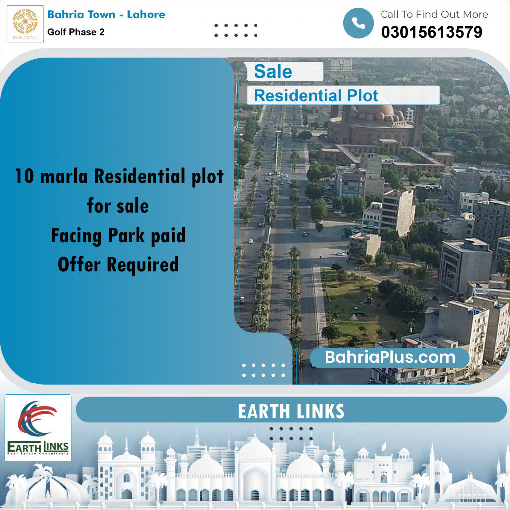 10 Marla Residential Plot for Sale in Golf Phase 2 -  Bahria Town, Lahore - (BP-297228)