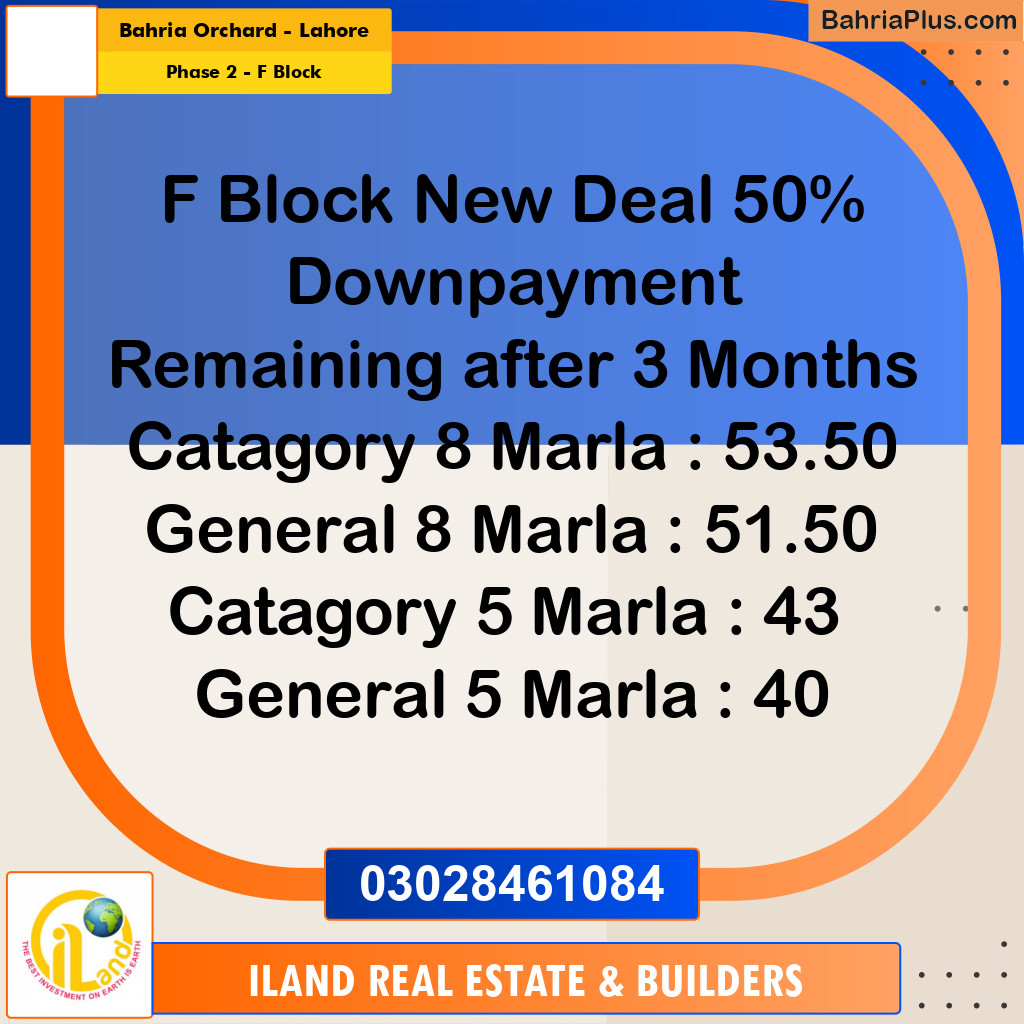 8 Marla Residential Plot for Sale in Phase 2 - F Block -  Bahria Orchard, Lahore - (BP-297233)