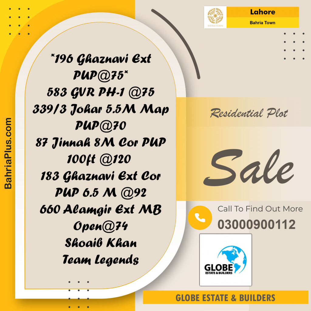 5 Marla Residential Plot for Sale in Bahria Town, Lahore - (BP-297243)