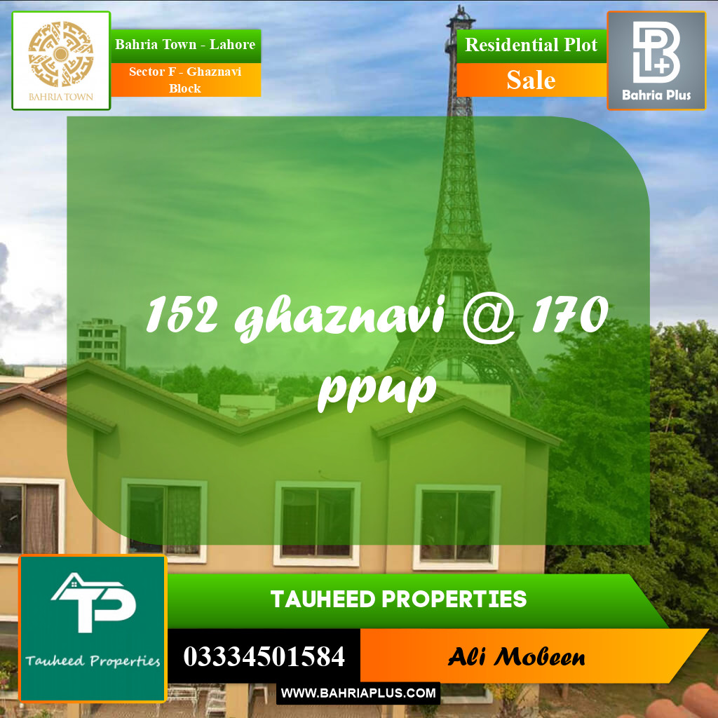 10 Marla Residential Plot for Sale in Sector F - Ghaznavi Block -  Bahria Town, Lahore - (BP-297244)